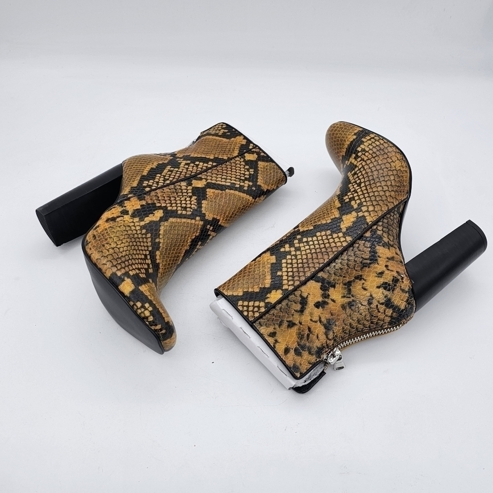 Aqua Womens Soren Leather Snakeprint High Heeled Boots Yellow 5.5 - Picture 5 of 13